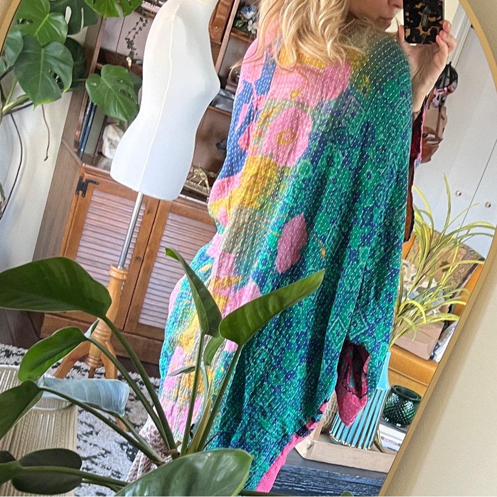 Kantha Bae Gaia Colorful Floral Kimono NWOT OS